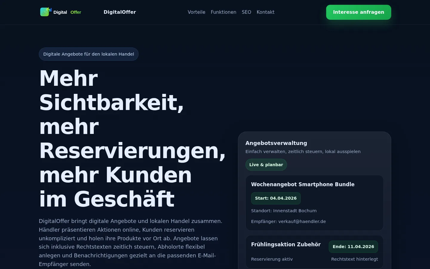 Screenshot von DigitalOffer