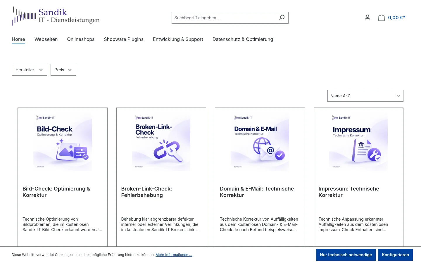 Screenshot von Sandik-IT Shop
